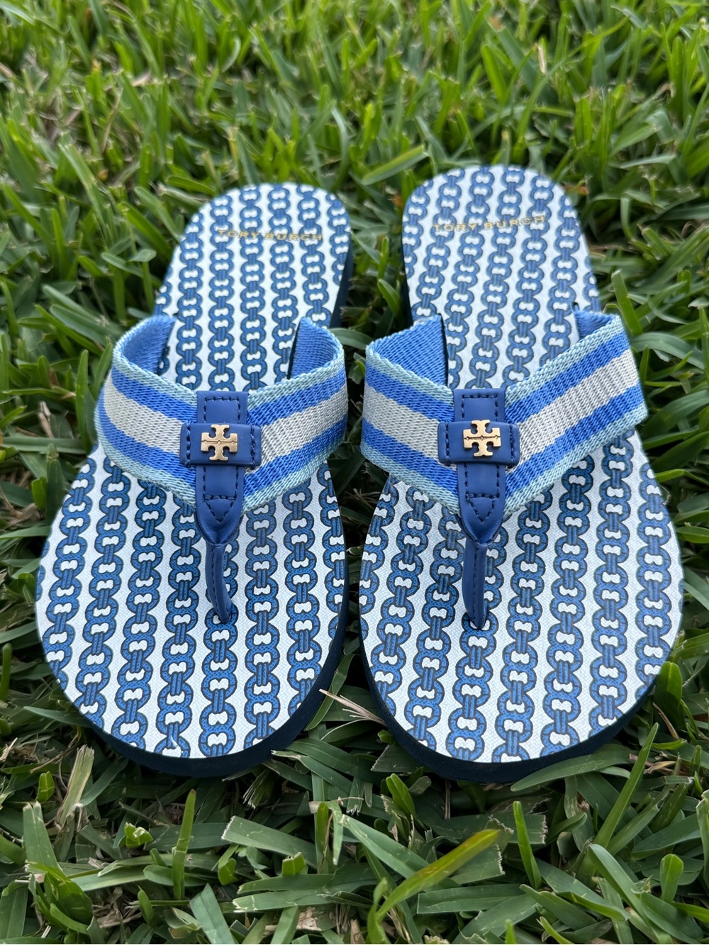Tory Burch Blue Flip Flops - Picture 2 of 6